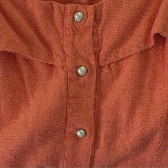 DOLLY Coral Button-Front Romper Sweetheart Neckline Pockets Sz M - Picture 5 of 6